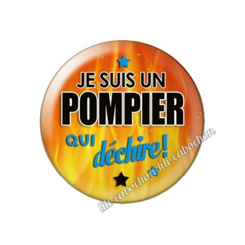 Cabochon résine a coller 25 mm pompier fm99