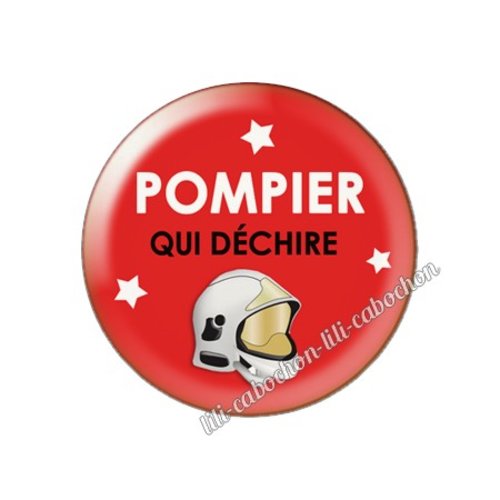 Cabochon résine a coller 25 mm pompier fm102
