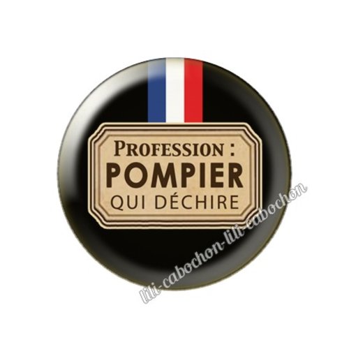 Cabochon résine a coller 25 mm pompier fm103