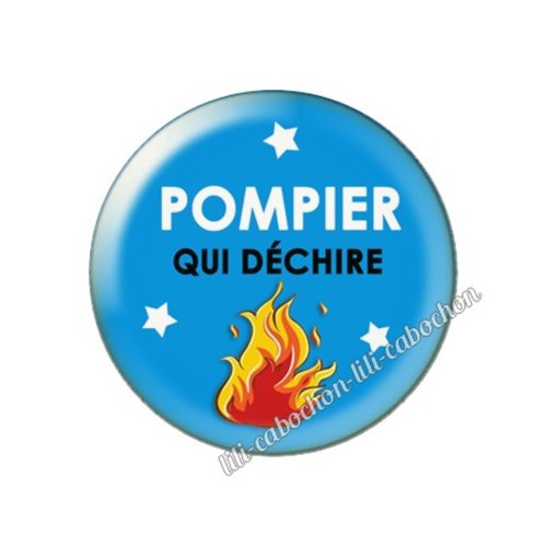 Cabochon résine a coller 25 mm pompier fm104