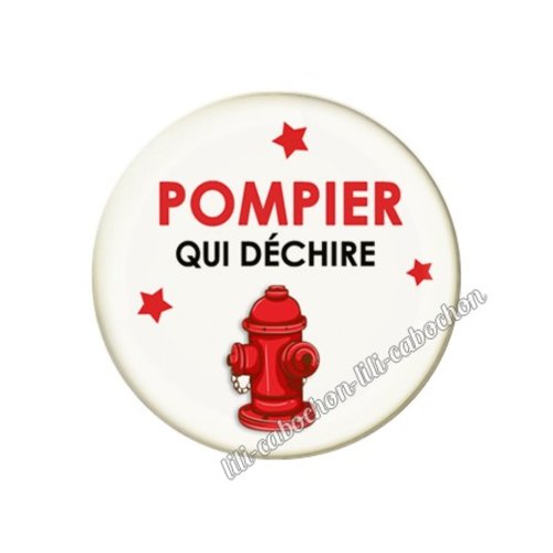 Cabochon résine a coller 25 mm pompier fm105