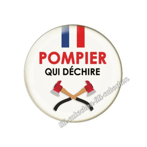 Cabochon résine a coller 25 mm pompier fm106