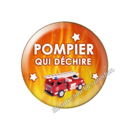 Cabochon résine a coller 25 mm pompier fm107