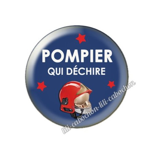 Cabochon résine a coller 25 mm pompier fm108
