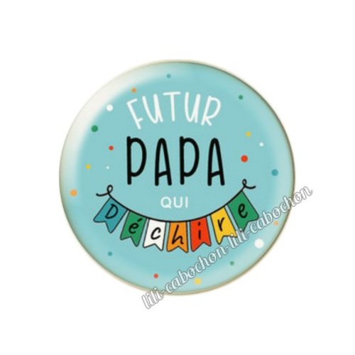 Cabochon résine a coller 25 mm futur papa fm110