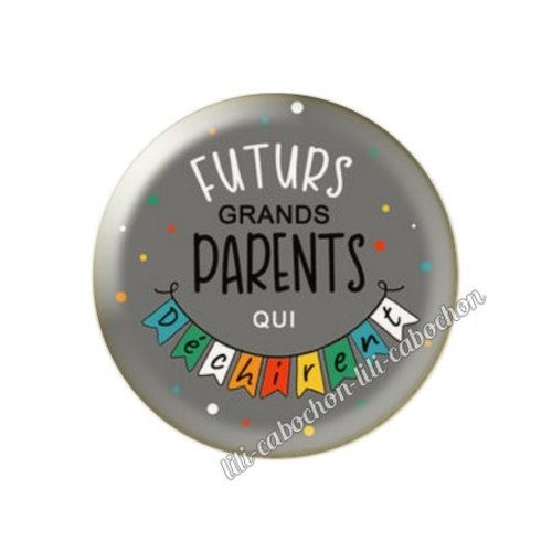 Cabochon résine a coller 25 mm futur grands parents fm119