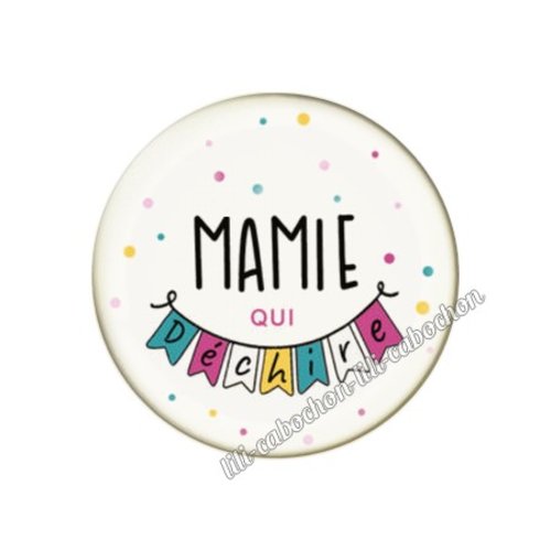 Cabochon résine a coller 25 mm mamie fm123