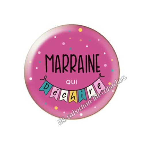 Cabochon résine a coller 25 mm marraine fm129