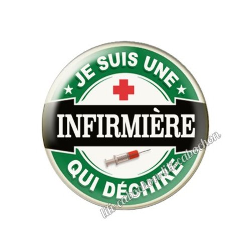 Cabochon résine a coller 25 mm infirmière fm164