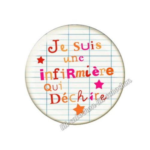 Cabochon résine a coller 25 mm infirmière fm172