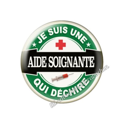 Cabochon résine a coller 25 mm aide-soignante fm176
