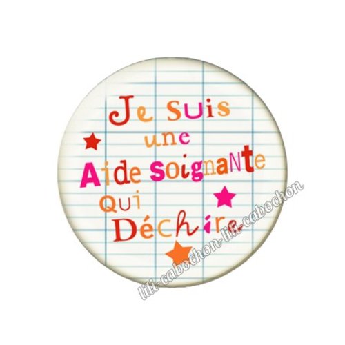 Cabochon résine a coller 25 mm aide-soignante fm185