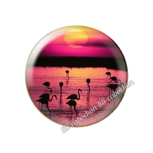 Cabochon résine a coller 25 mm flamant rose tm1