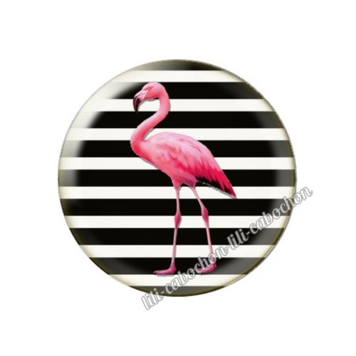 Cabochon résine a coller 25 mm flamant rose tm2