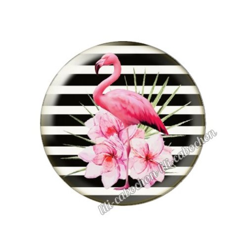 Cabochon résine a coller 25 mm flamant rose tm8