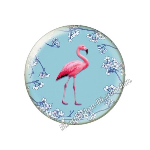 Cabochon résine a coller 25 mm flamant rose tm9