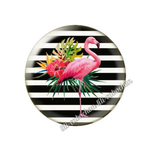 Cabochon résine a coller 25 mm flamant rose tm14