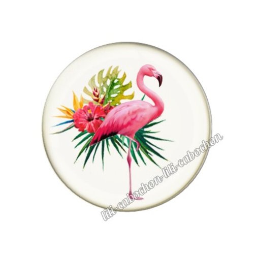 Cabochon résine a coller 25 mm flamant rose tm15
