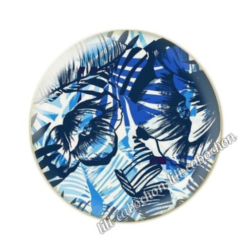 Cabochon résine a coller 25 mm fleurs tropical tp1