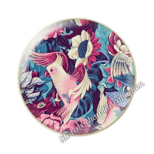 Cabochon résine a coller 25 mm fleurs tropical tp5