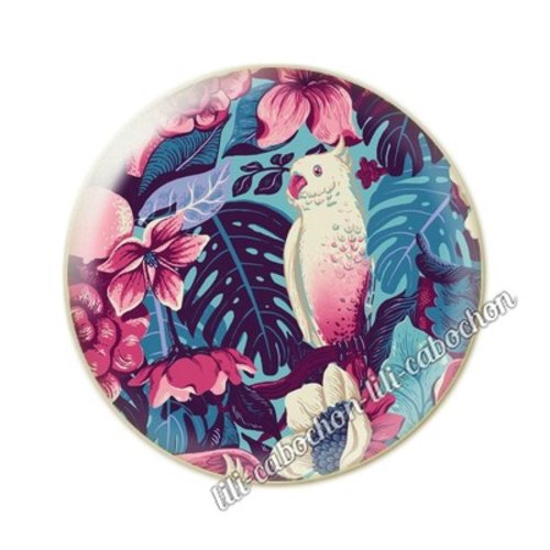 Cabochon résine a coller 25 mm fleurs tropical tp6