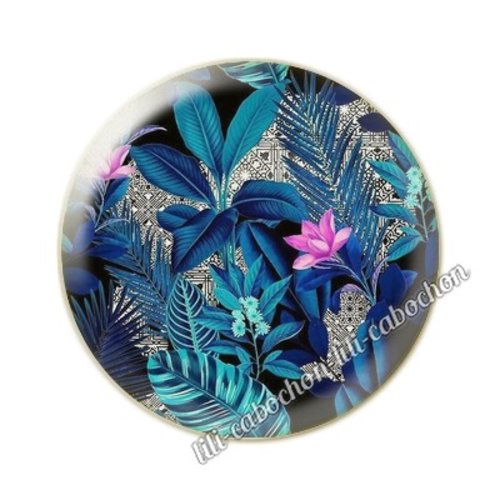 Cabochon résine a coller 25 mm fleurs tropical tp7