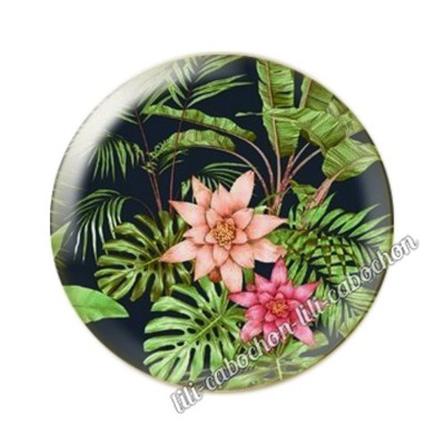 Cabochon résine a coller 25 mm fleurs tropical tp9