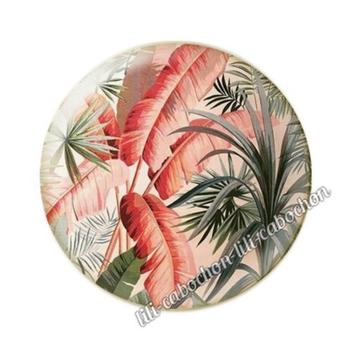 Cabochon résine a coller 25 mm fleurs tropical tp19