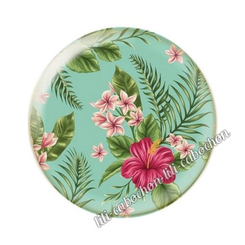 Cabochon résine a coller 25 mm fleurs tropical tp21