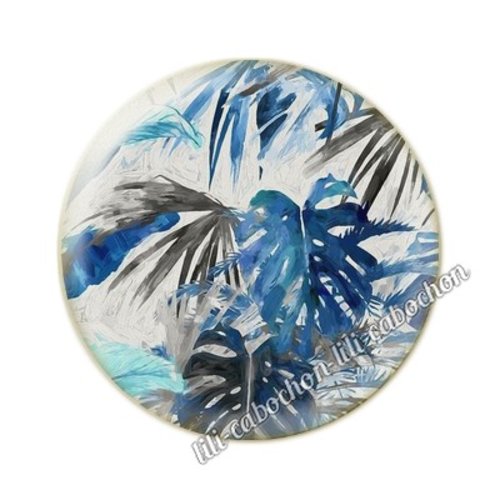 Cabochon résine a coller 25 mm fleurs tropical tp24