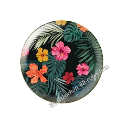 Cabochon résine a coller 25 mm fleurs tropical tr2