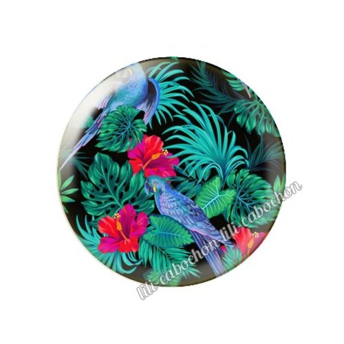 Cabochon résine a coller 25 mm fleurs tropical tr4