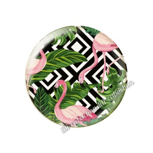 Cabochon résine a coller 25 mm fleurs tropical tr6