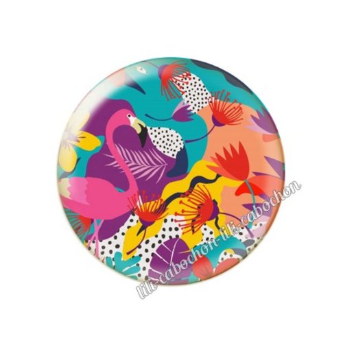 Cabochon résine a coller 25 mm fleurs tropical tr7