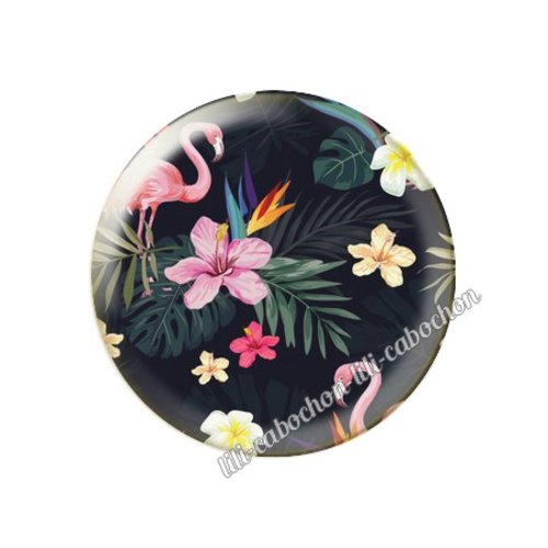Cabochon résine a coller 25 mm fleurs tropical tr12
