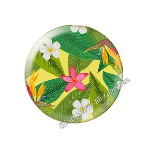 Cabochon résine a coller 25 mm fleurs tropical tr17