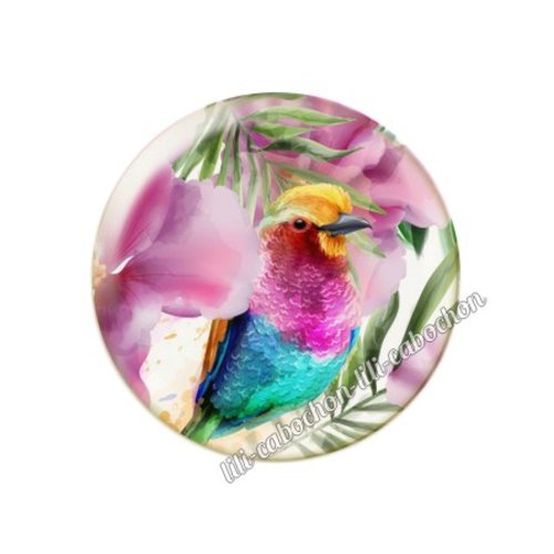 Cabochon résine a coller 25 mm fleurs tropical tr21