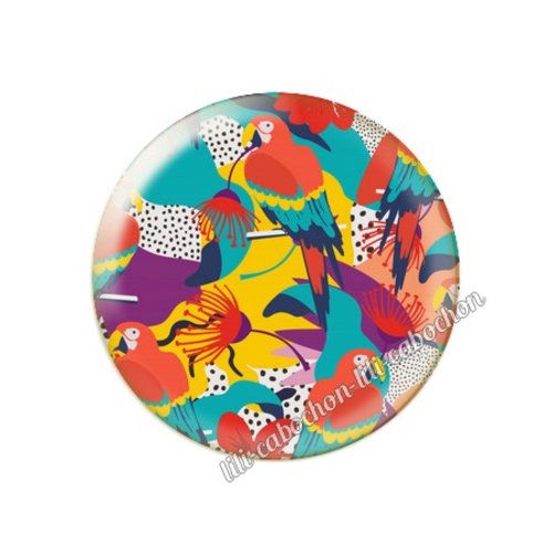 Cabochon résine a coller 25 mm fleurs tropical tr23