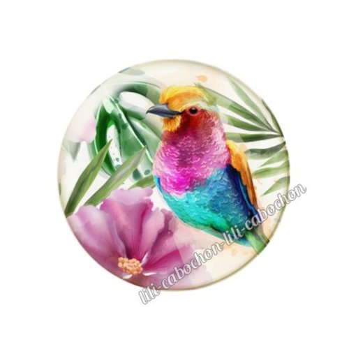 Cabochon résine a coller 25 mm fleurs tropical tr24