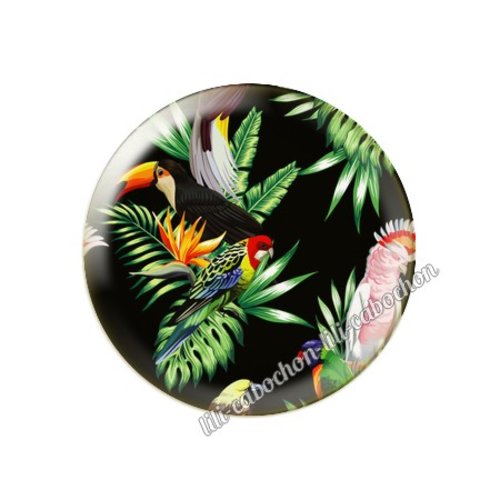 Cabochon résine a coller 25 mm fleurs tropical tr25