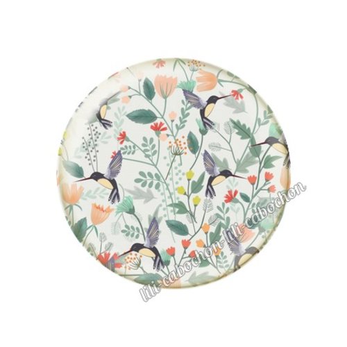 Cabochon résine a coller 25 mm fleurs tropical tr27