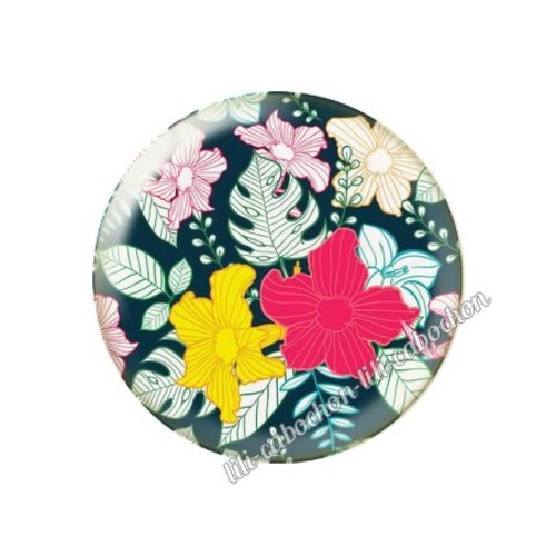 Cabochon résine a coller 25 mm fleurs tropical tr28