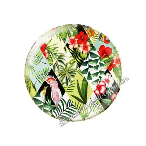 Cabochon résine a coller 25 mm fleurs tropical tr29