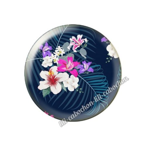 Cabochon résine a coller 25 mm fleurs tropical tr30