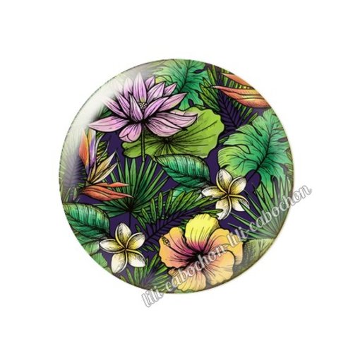 Cabochon résine a coller 25 mm fleurs tropical tr31