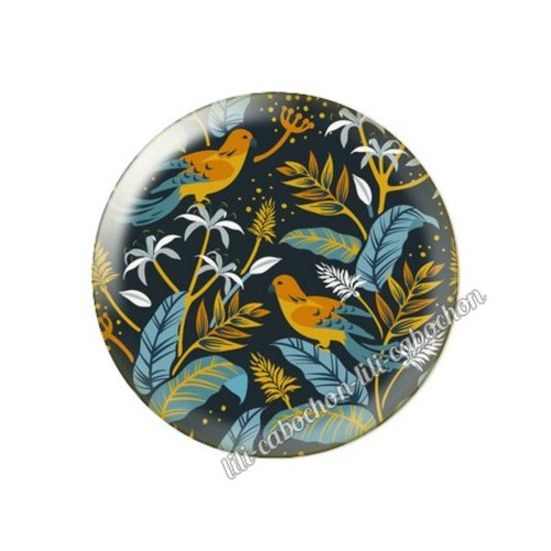 Cabochon résine a coller 25 mm fleurs tropical tr35