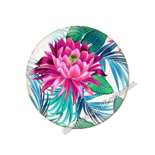 Cabochon résine a coller 25 mm fleurs tropical tr36