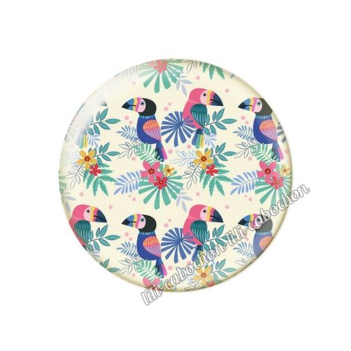 Cabochon résine a coller 25 mm fleurs tropical tr38