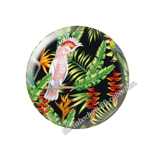 Cabochon résine a coller 25 mm fleurs tropical tr39