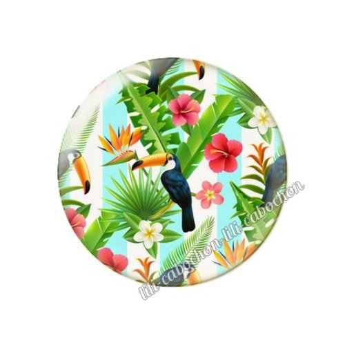 Cabochon résine a coller 25 mm fleurs tropical tr40